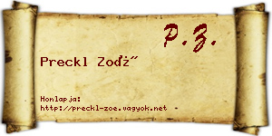 Preckl Zoé névjegykártya